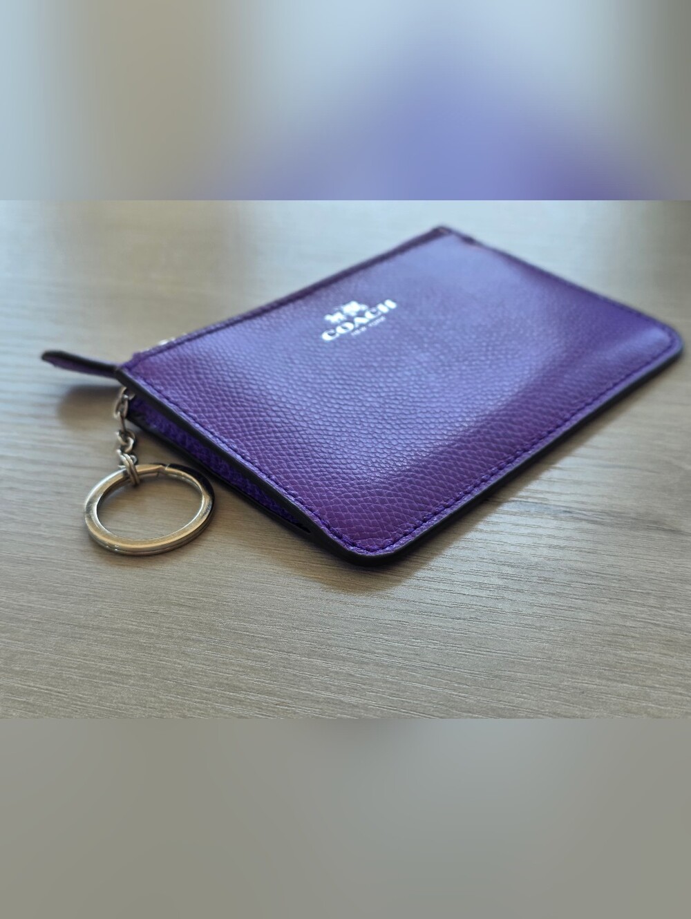 COACH Purple Zip Card Case Keychain - Picture 6 of 8